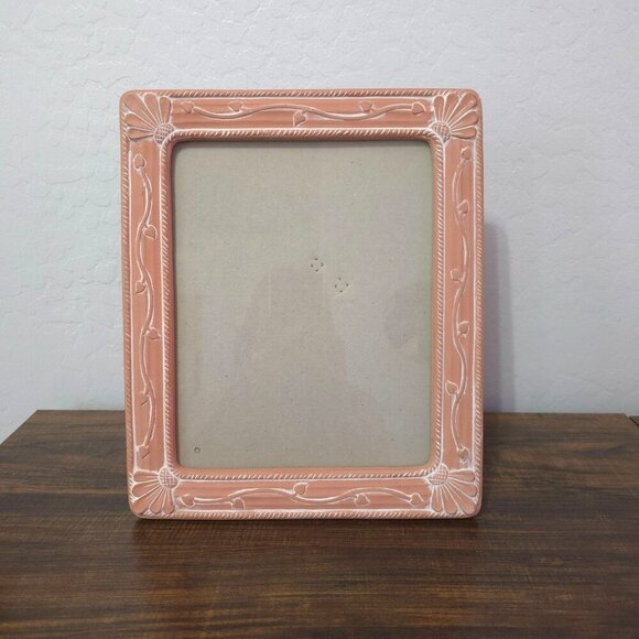Vintage Terragrafics Coral Ceramic Picture Frame 1986 Handcrafted 8"x10" Floral - Picture 1 of 10